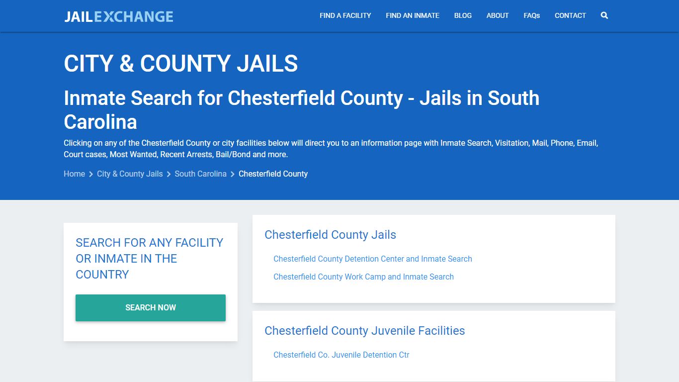 Inmate Search for Chesterfield County | Jails in South Carolina