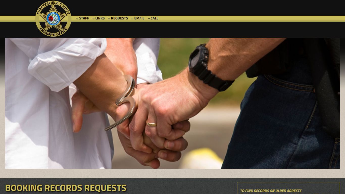 Booking Records Requests - Chesterfield County SC Sheriff's Office